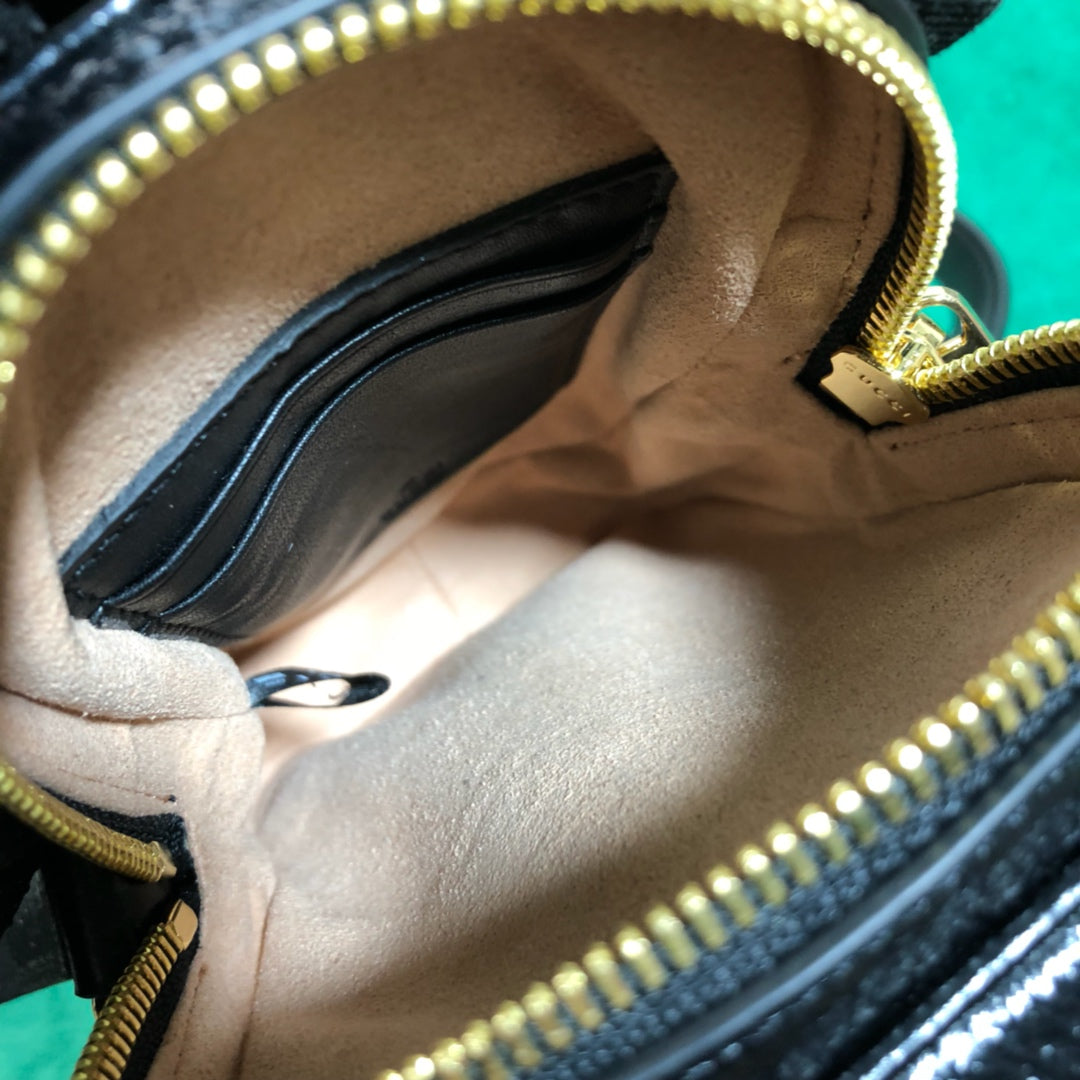 Red Suede and Black Leather Mini Shoulder Bag with Web Stripe and Logo