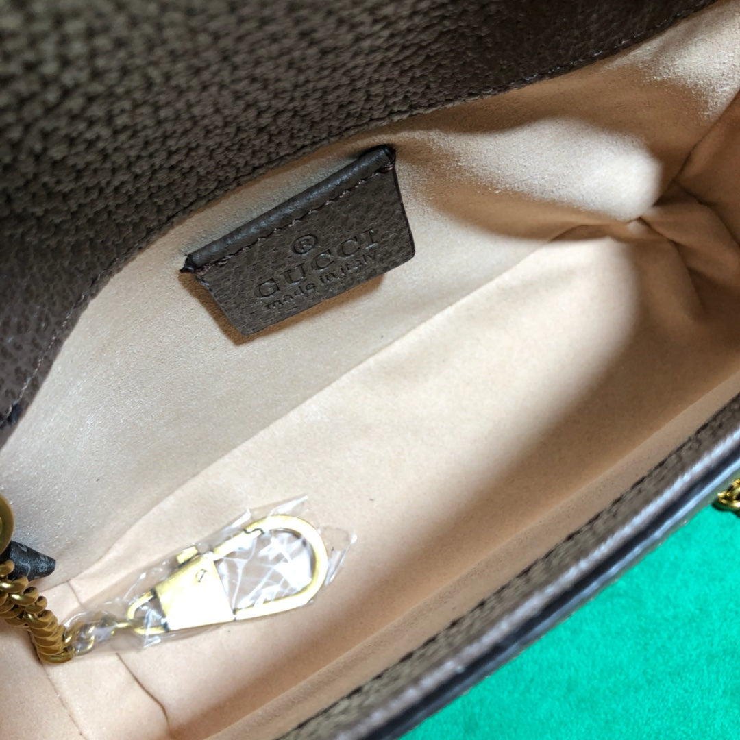 Gucci GG Marmont GG Supreme Mini Bag with Chain - Beige/Ebony