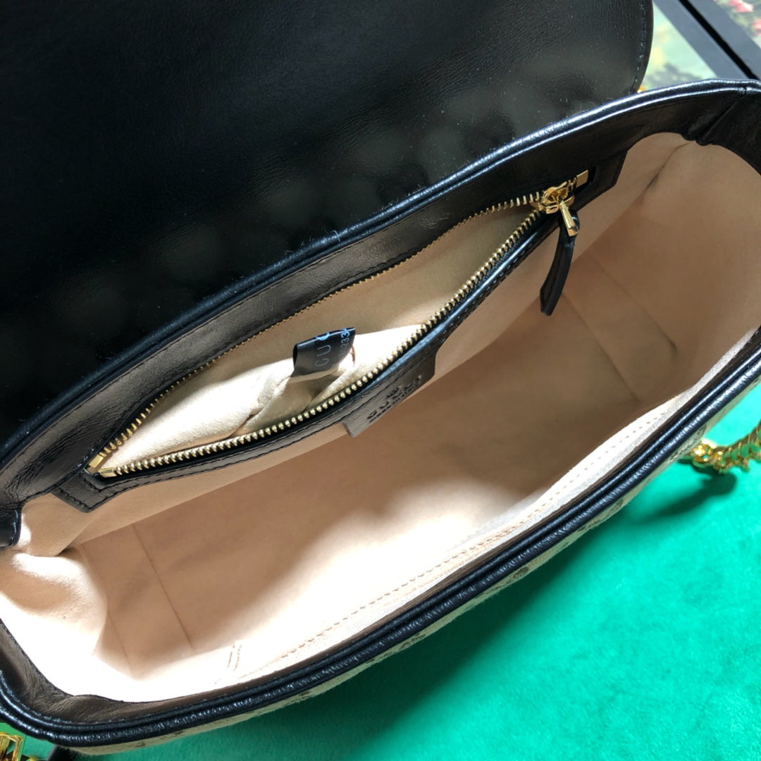 Gucci GG Marmont Small Top Handle Bag GG Supreme Canvas Beige/Ebony