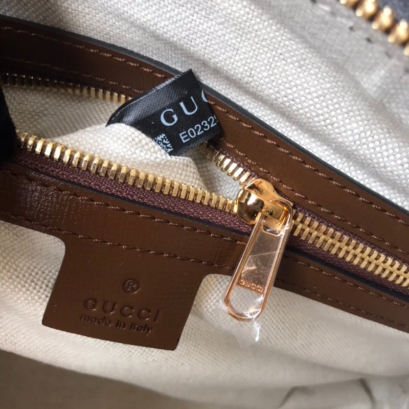 Gucci Horsebit 1955 GG Supreme Small Top Handle Bag - Brown Leather