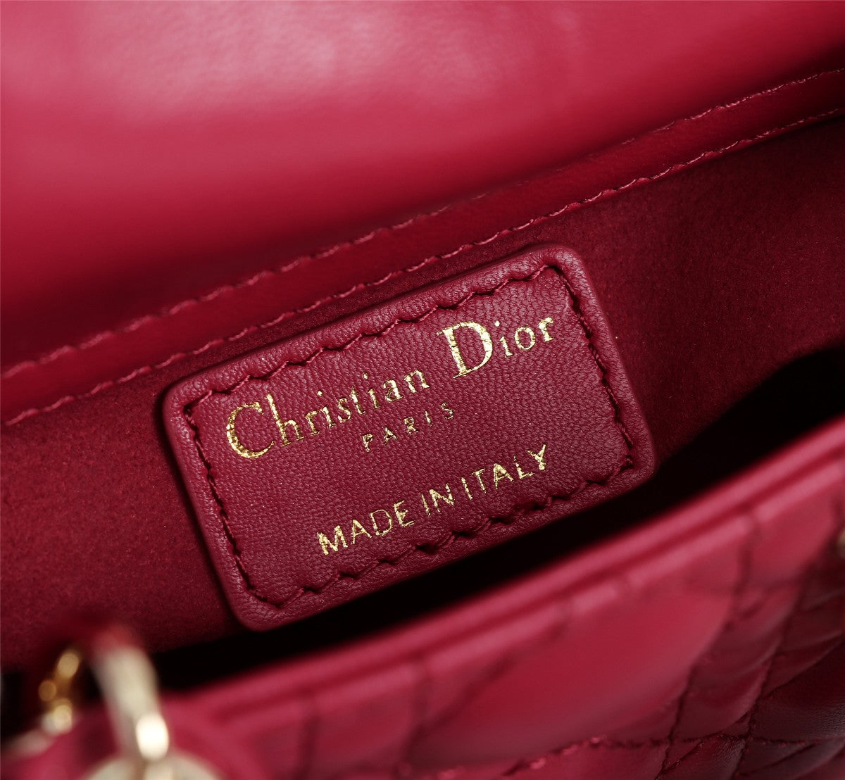 Lady Dior Micro Bag - Red Quilted Leather Handbag with Gold-Tone Charms