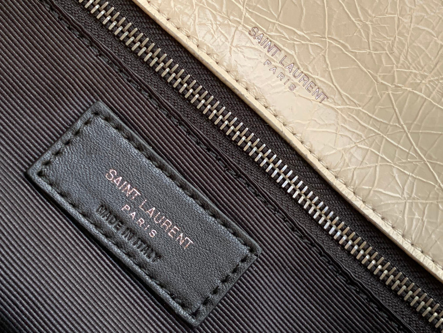 Saint Laurent Niki Medium Shoulder Bag in Crinkled Vintage Leather - Cream