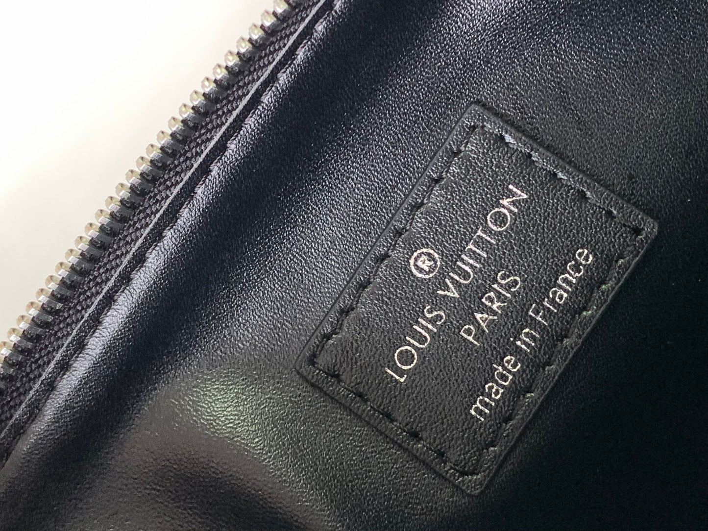 Louis Vuitton Black Embossed Crossbody Bag with Chain and Wide Adjustable Strap
