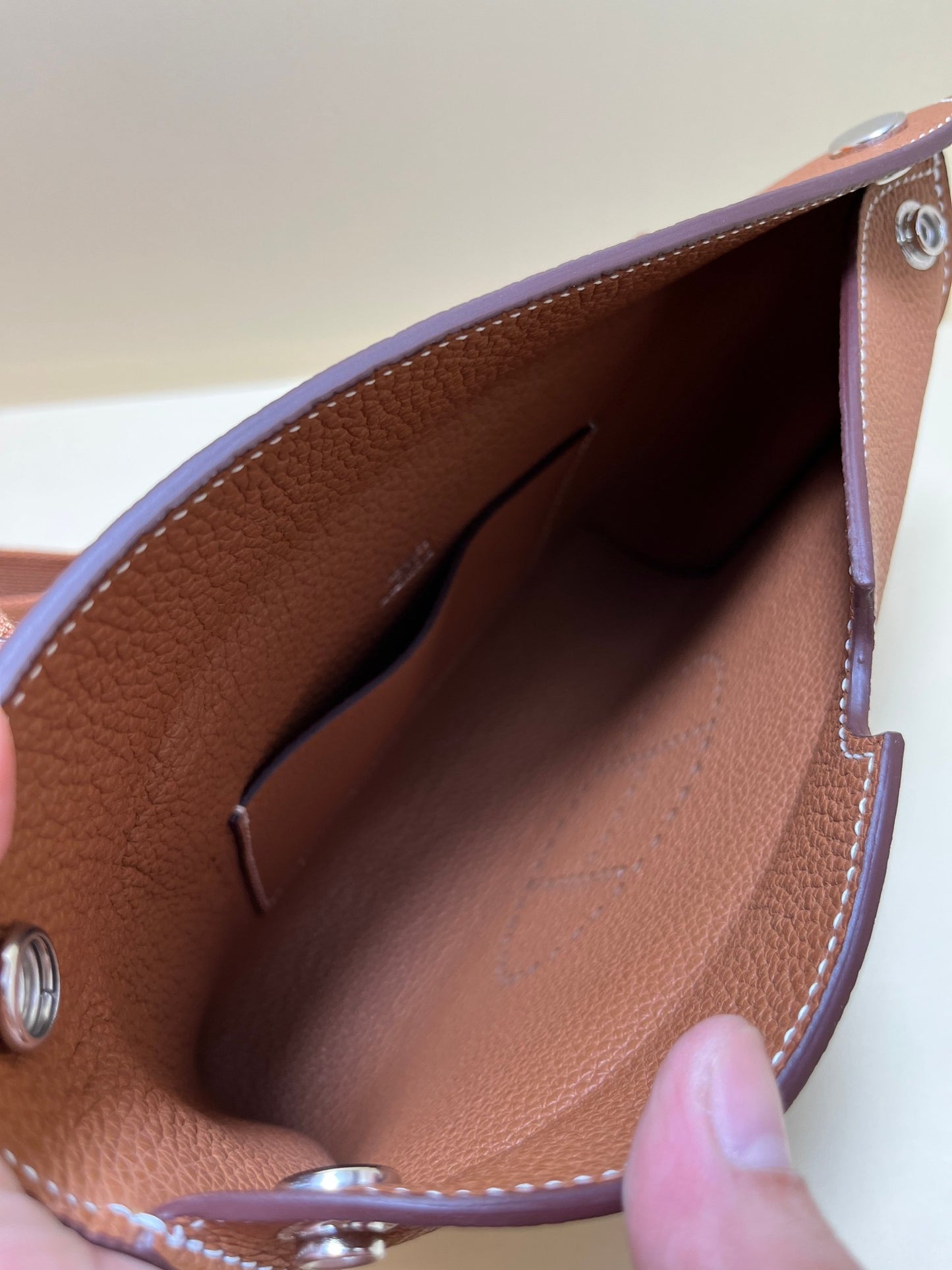 Small Brown Perforated Leather Crossbody Bag with Shoulder Strap