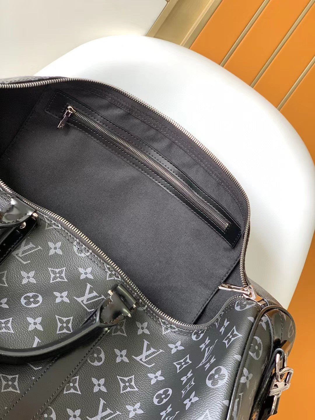 Louis Vuitton Monogram Eclipse Keepall Bandoulière 50 Travel Bag