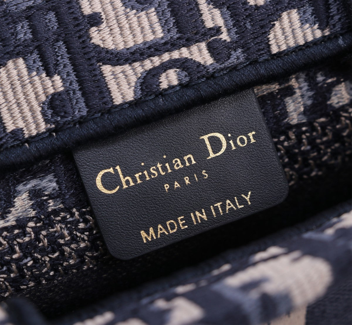 Christian Dior Blue Oblique Embroidery Small Book Tote Bag with Shoulder Strap
