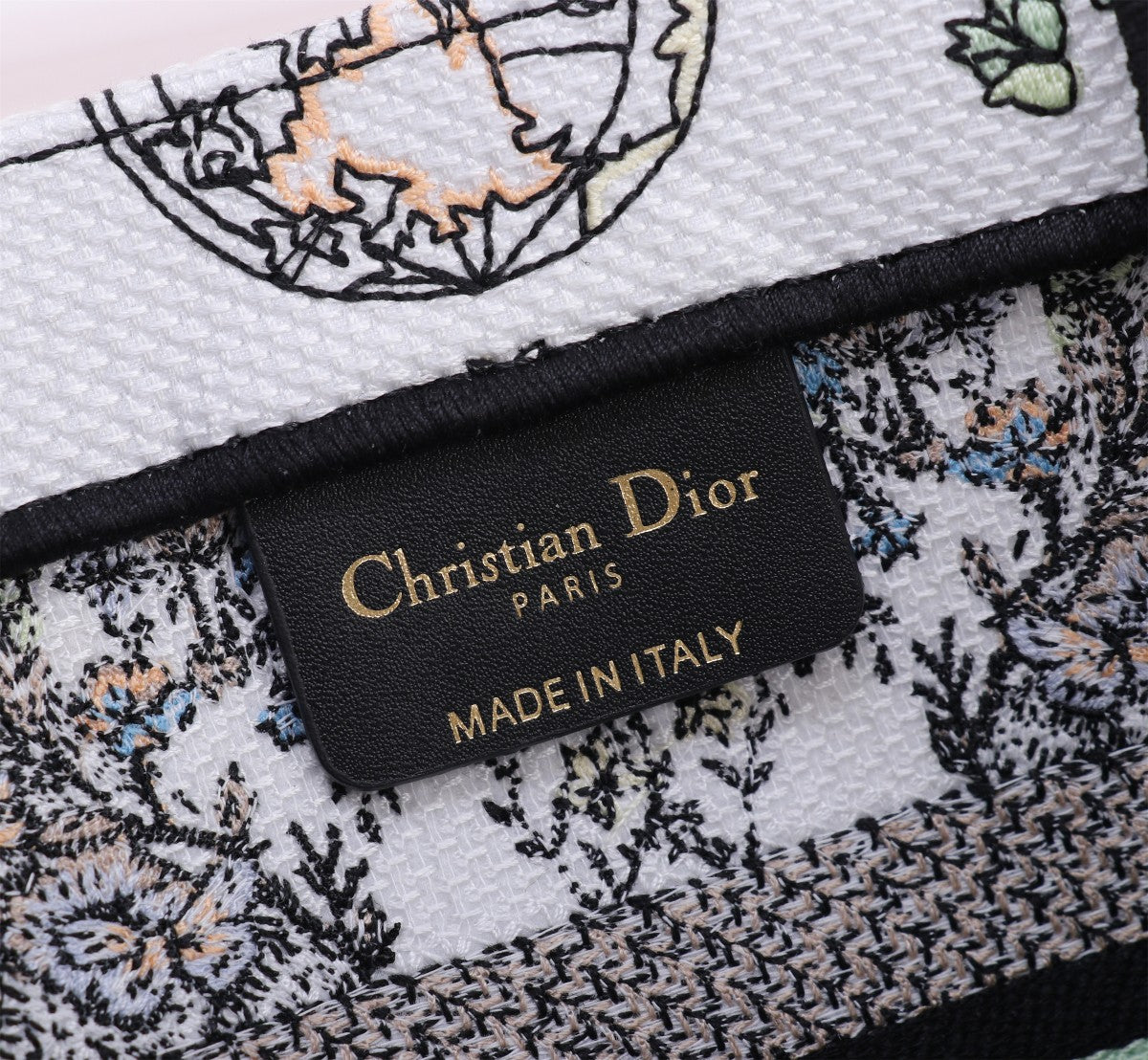 Christian Dior Book Tote - Multicolor Floral Embroidered Canvas with Green Band