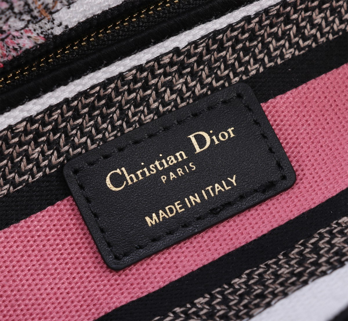 Christian Dior Lady D-Lite Handbag with Pink Floral Butterfly Embroidery