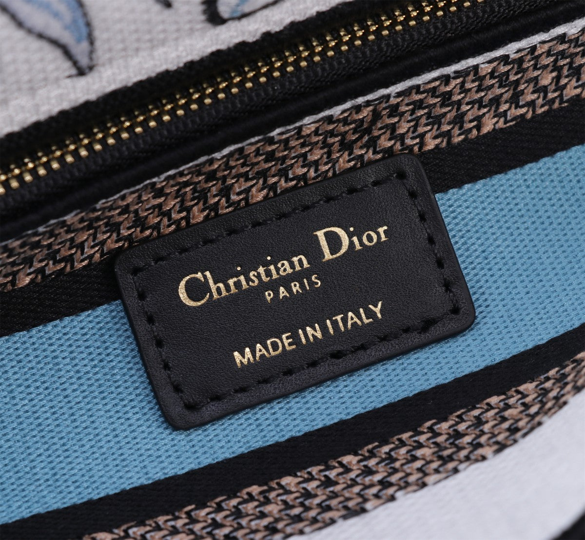 Christian Dior Lady D-Lite Medium Bag - White and Blue Butterfly Motif