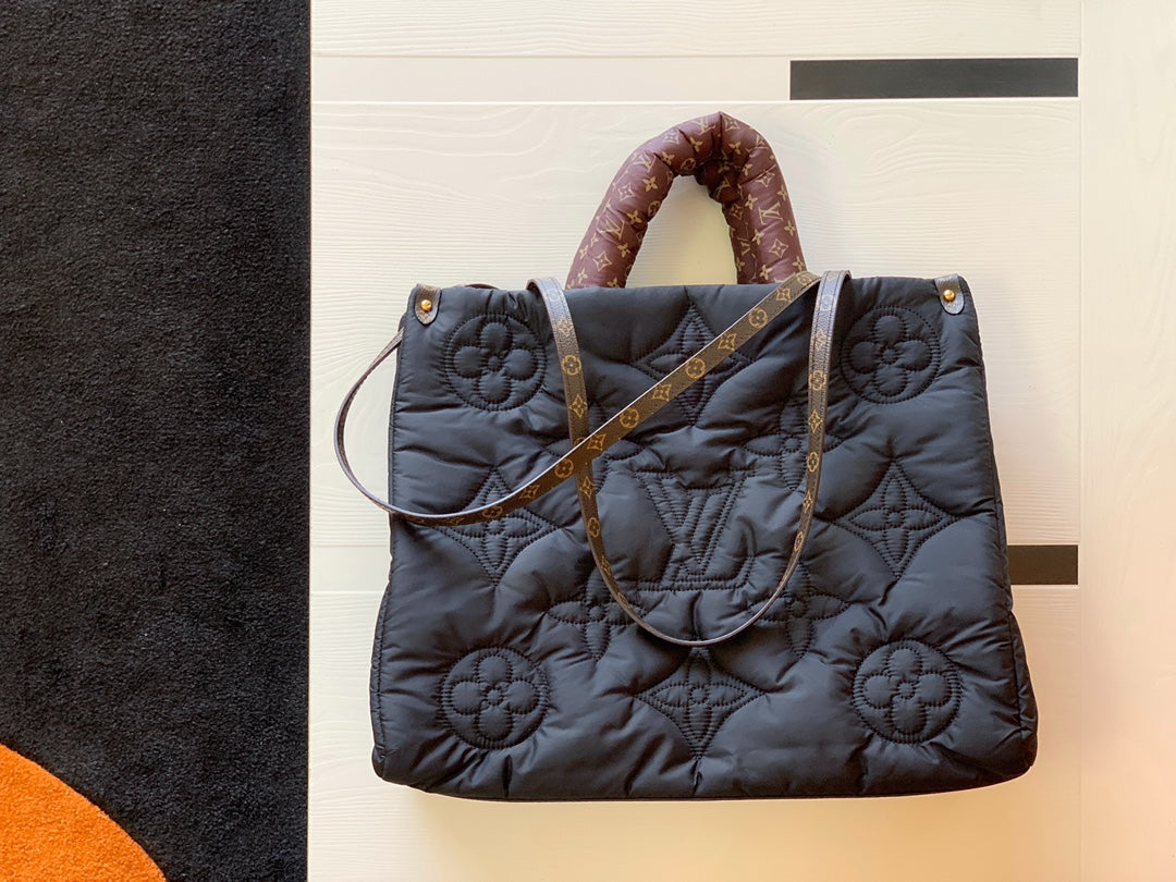 Louis Vuitton OnTheGo GM Pillow Tote Bag - Black Monogram ECONYL
