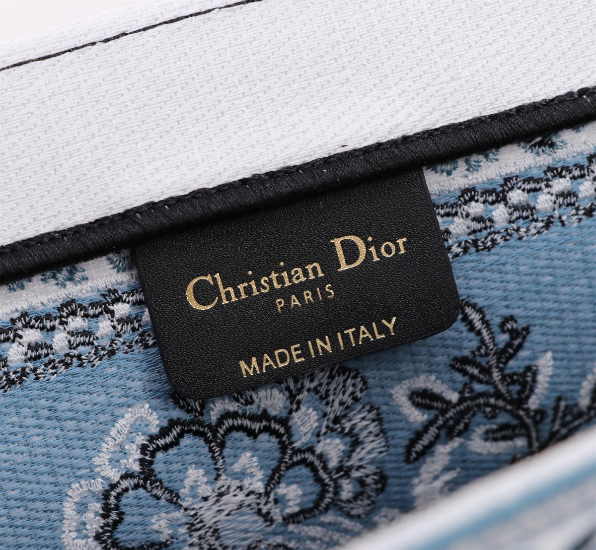 Christian Dior Medium Book Tote Butterfly Embroidered Handbag - Blue/White