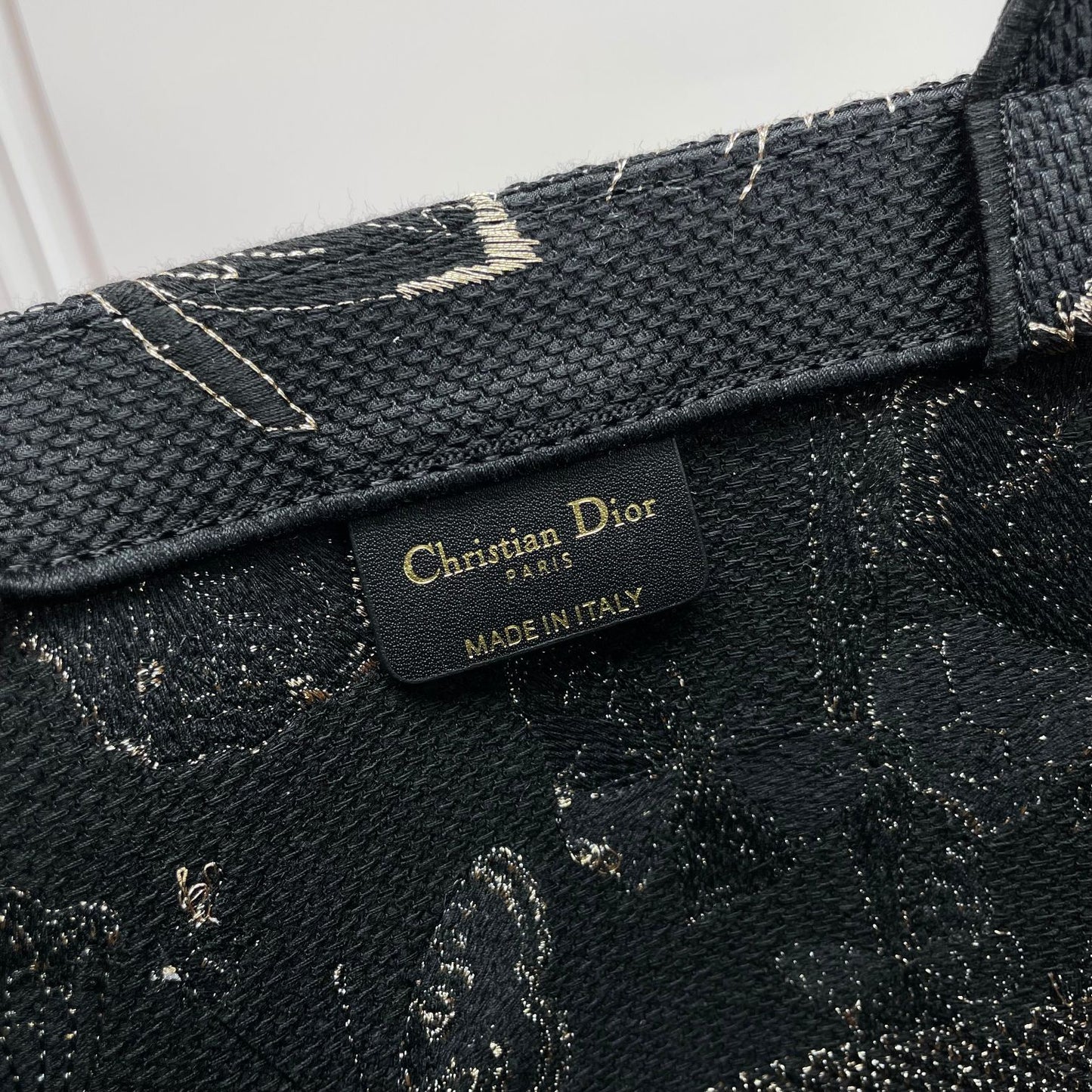 Christian Dior Large Book Tote Black and White Butterfly Embroidery Bag