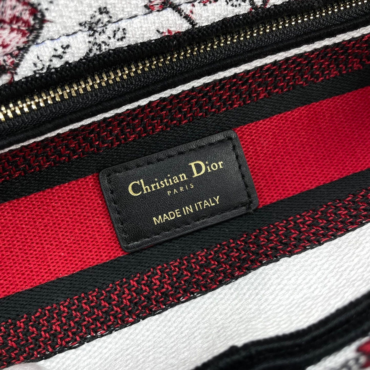 Christian Dior Lady D-Lite Handbag White and Red Butterfly Pattern