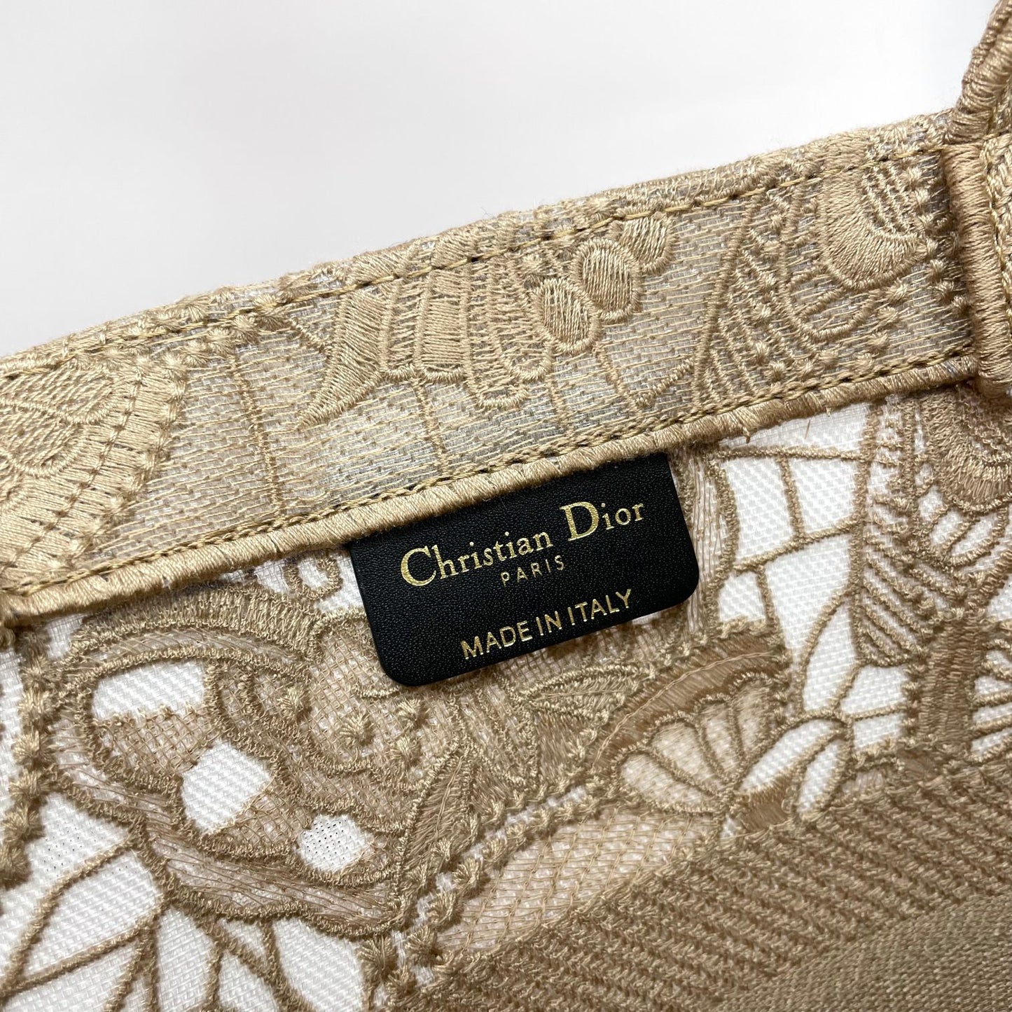 Christian Dior Medium Book Tote Beige Embroidered Canvas Tote Bag