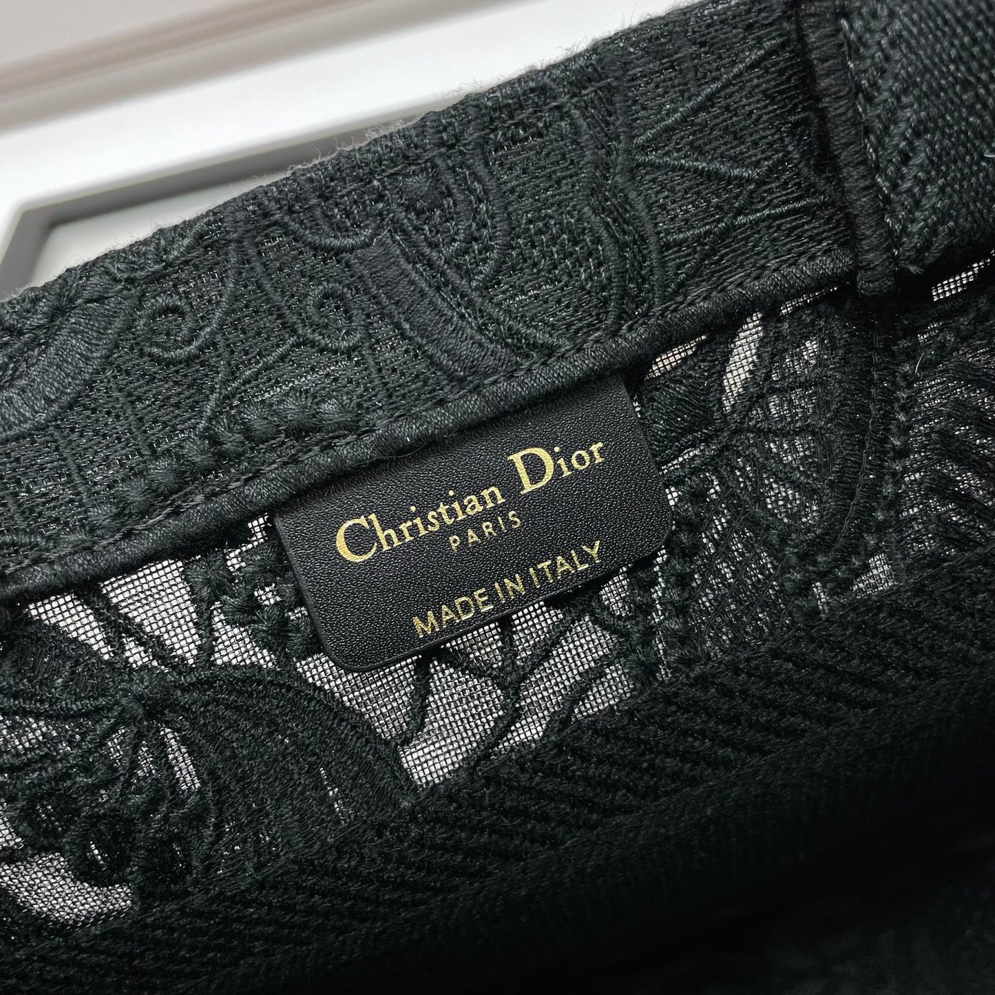 Christian Dior Small Book Tote - Black Embroidered Canvas Handbag