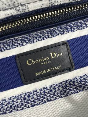 Christian Dior Medium Lady D-Lite Bag - Blue & White Toile de Jouy Zodiac Embroidery