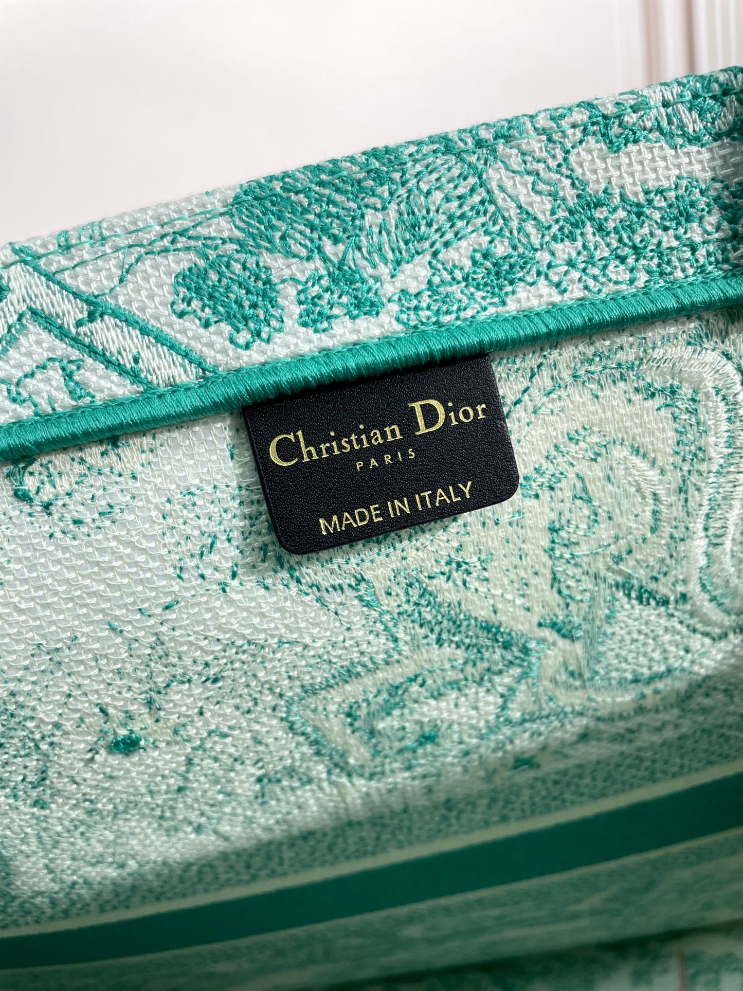 Christian Dior Large Book Tote Green Toile de Jouy Embroidery