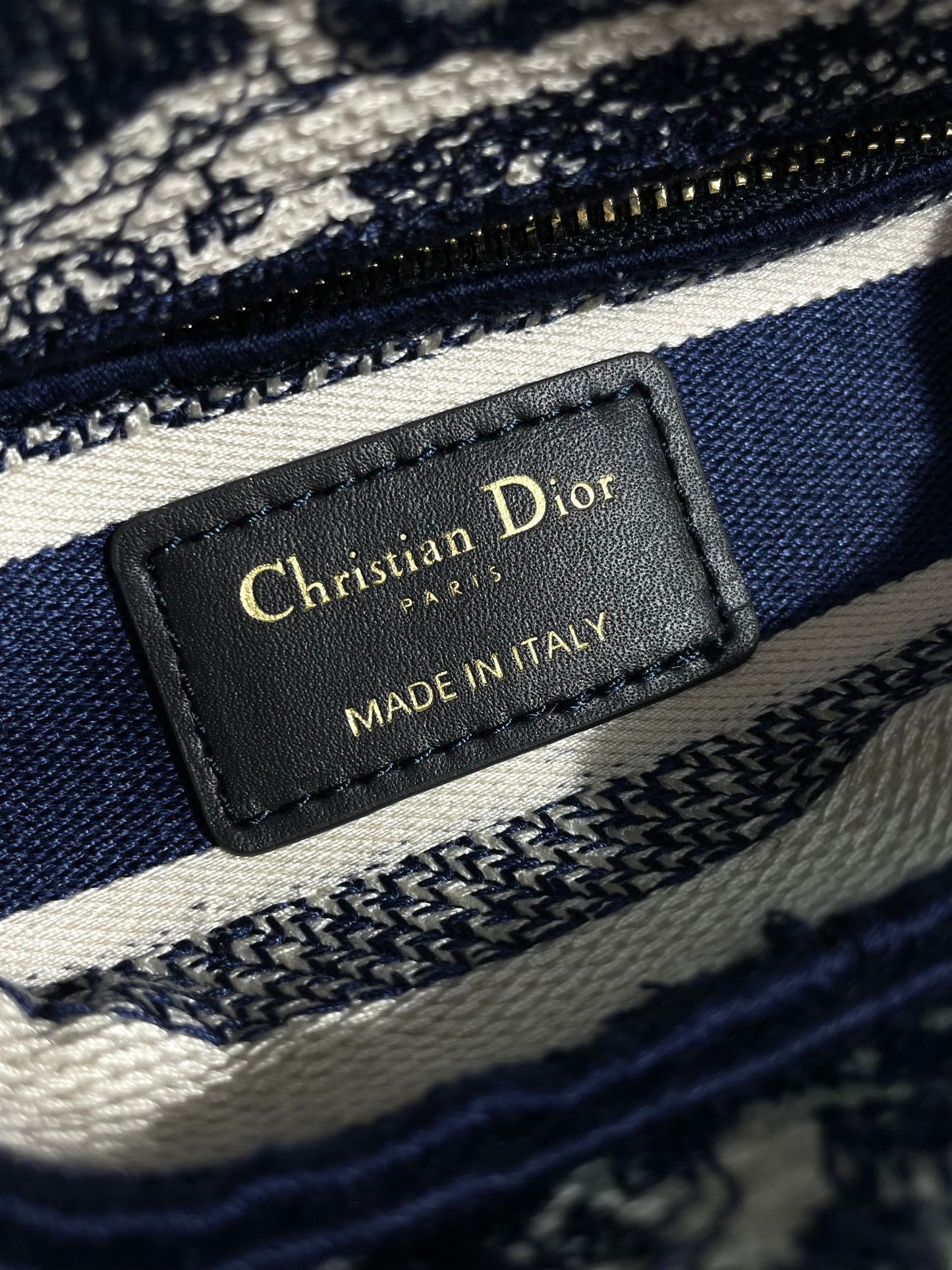 Christian Dior Mini Lady D-Lite Bag - Blue and White Toile de Jouy Embroidery