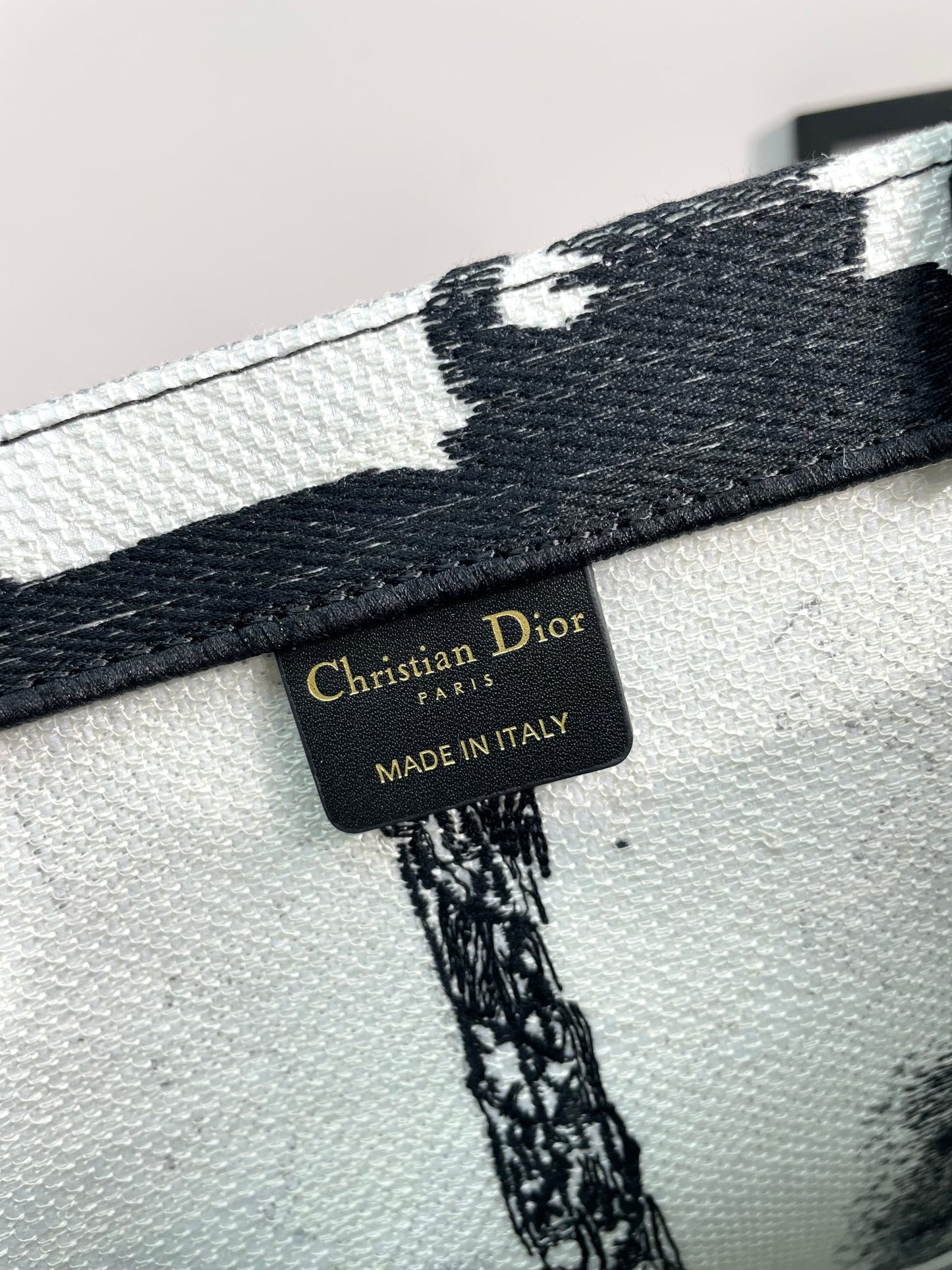 Christian Dior Large Book Tote - Eiffel Tower Embroidery - Black and White