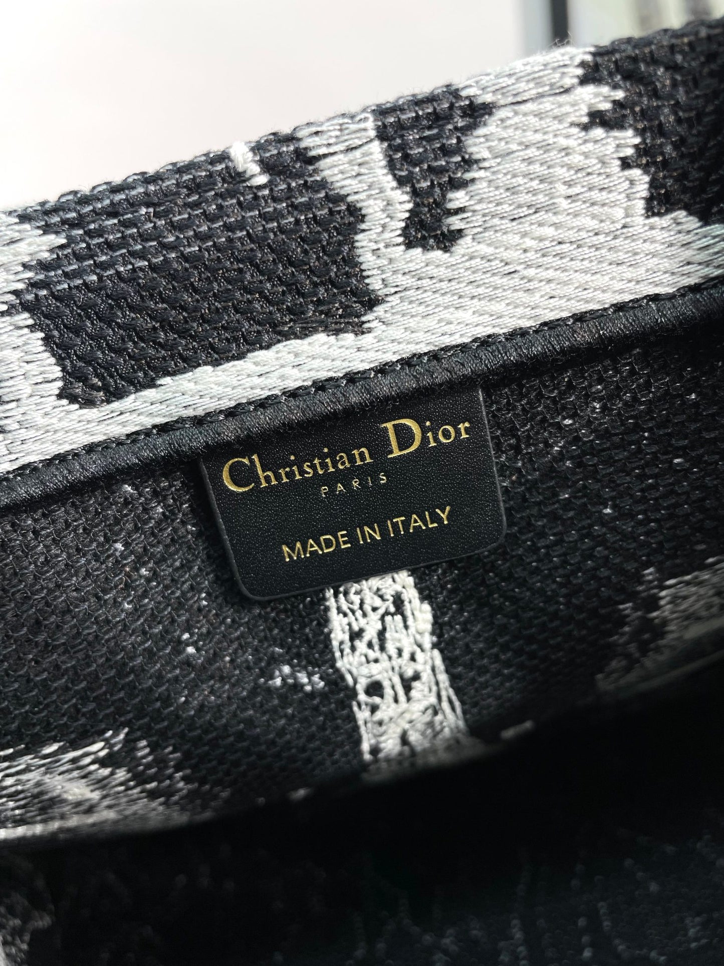Christian Dior Small Book Tote Bag - Black and White Plan de Paris Embroidery