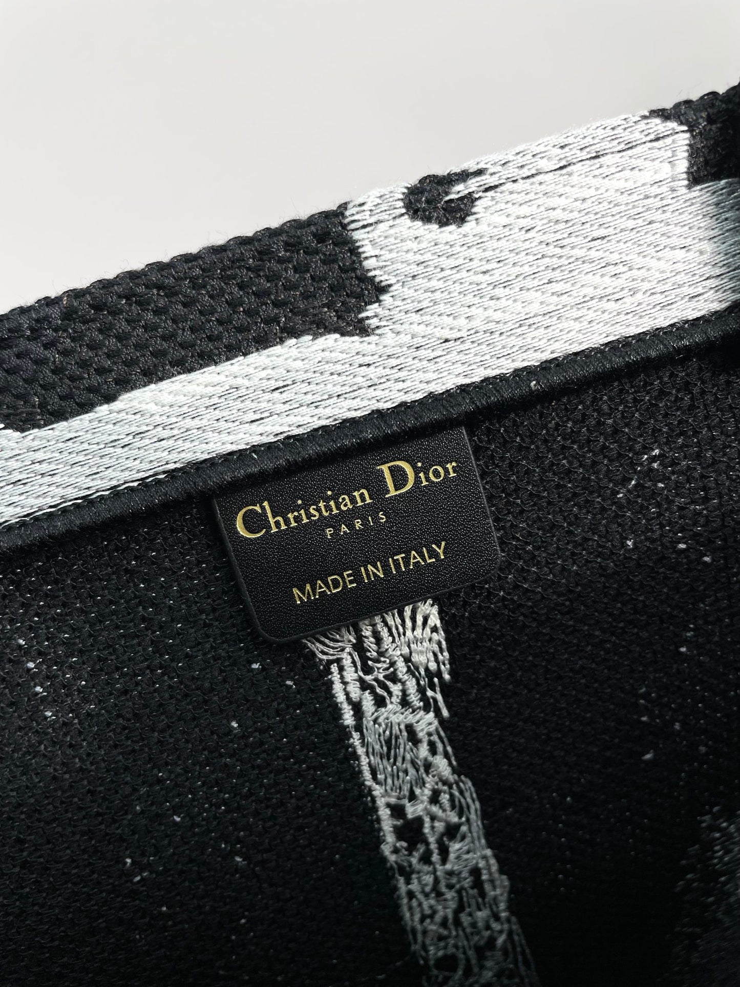 Christian Dior Large Book Tote Bag - Plan de Paris Motif - Black and White Embroidered Canvas