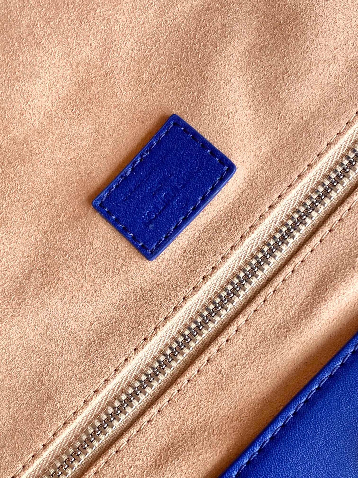 Louis Vuitton Cobalt Blue Leather Tote Bag with Burgundy Accents