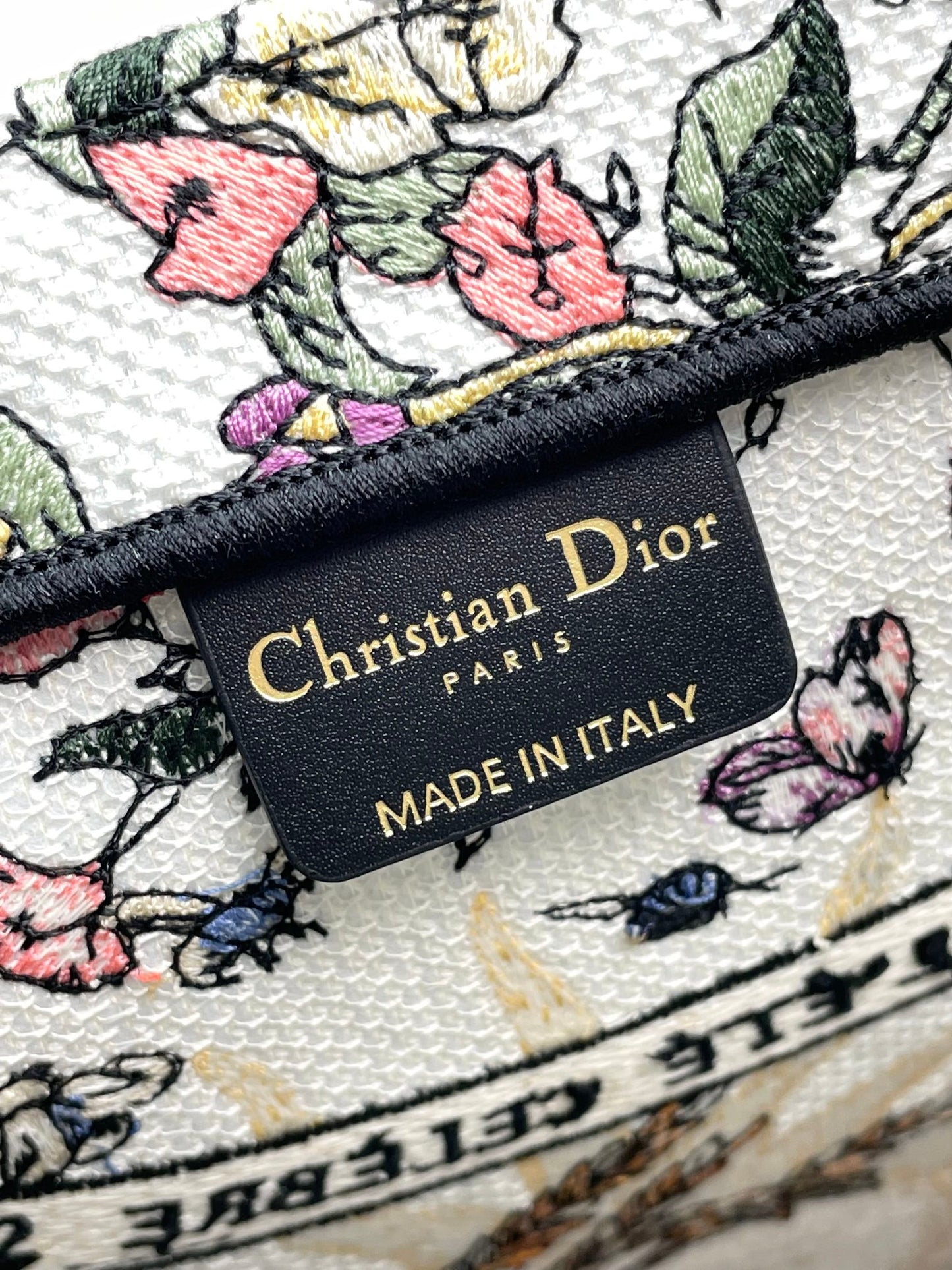 Christian Dior Medium Book Tote - Multicolor Floral Embroidered Canvas with Purple Accent