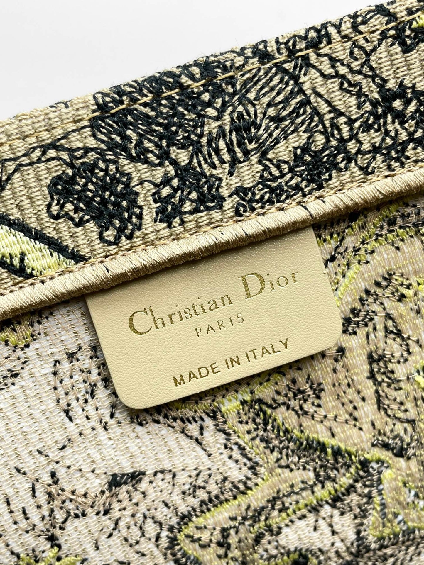Christian Dior Large Book Tote Bag - Beige and Green Toile de Jouy Canvas