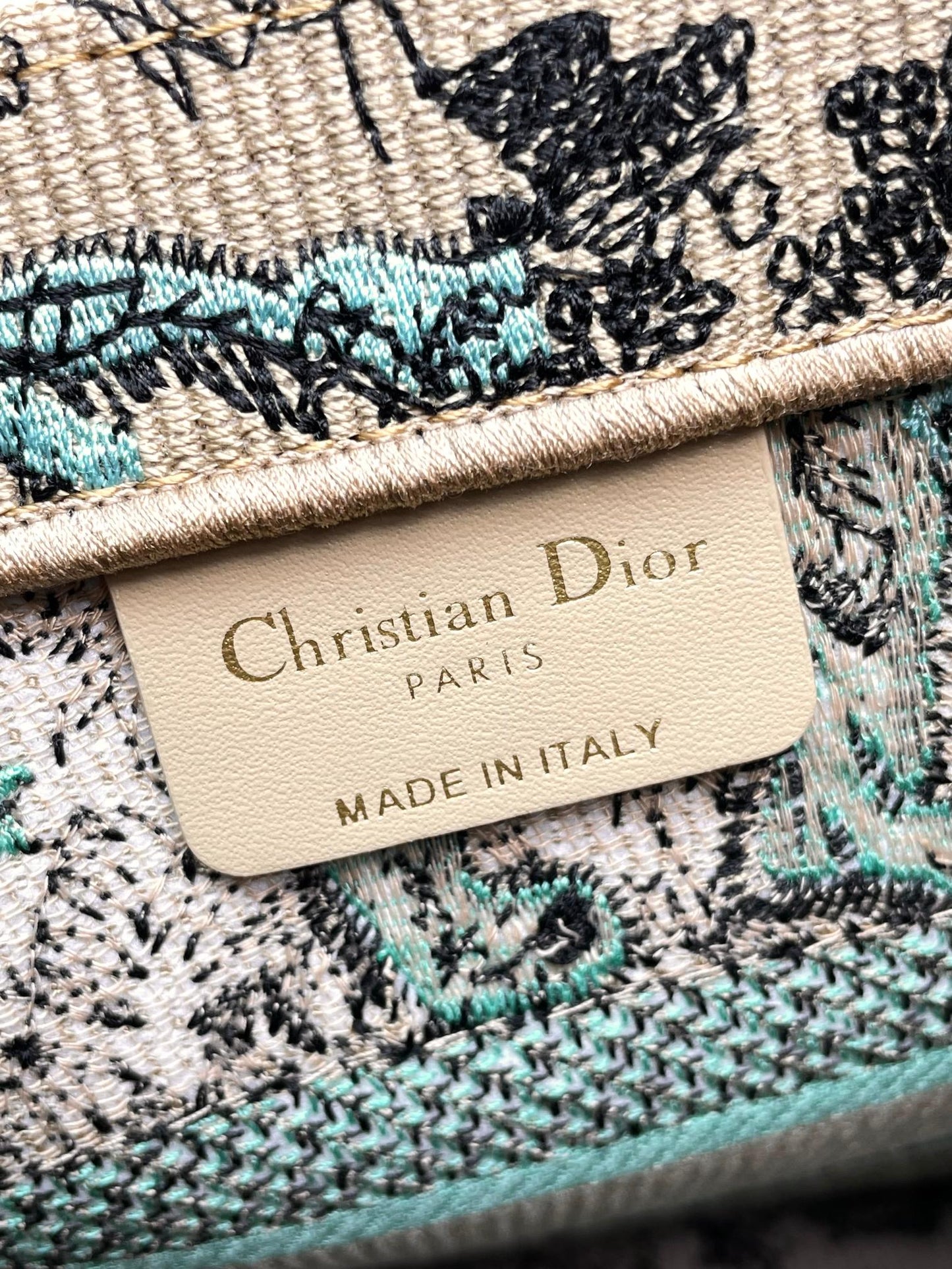 Christian Dior Medium Book Tote Toile de Jouy Reverse Canvas Green & Beige