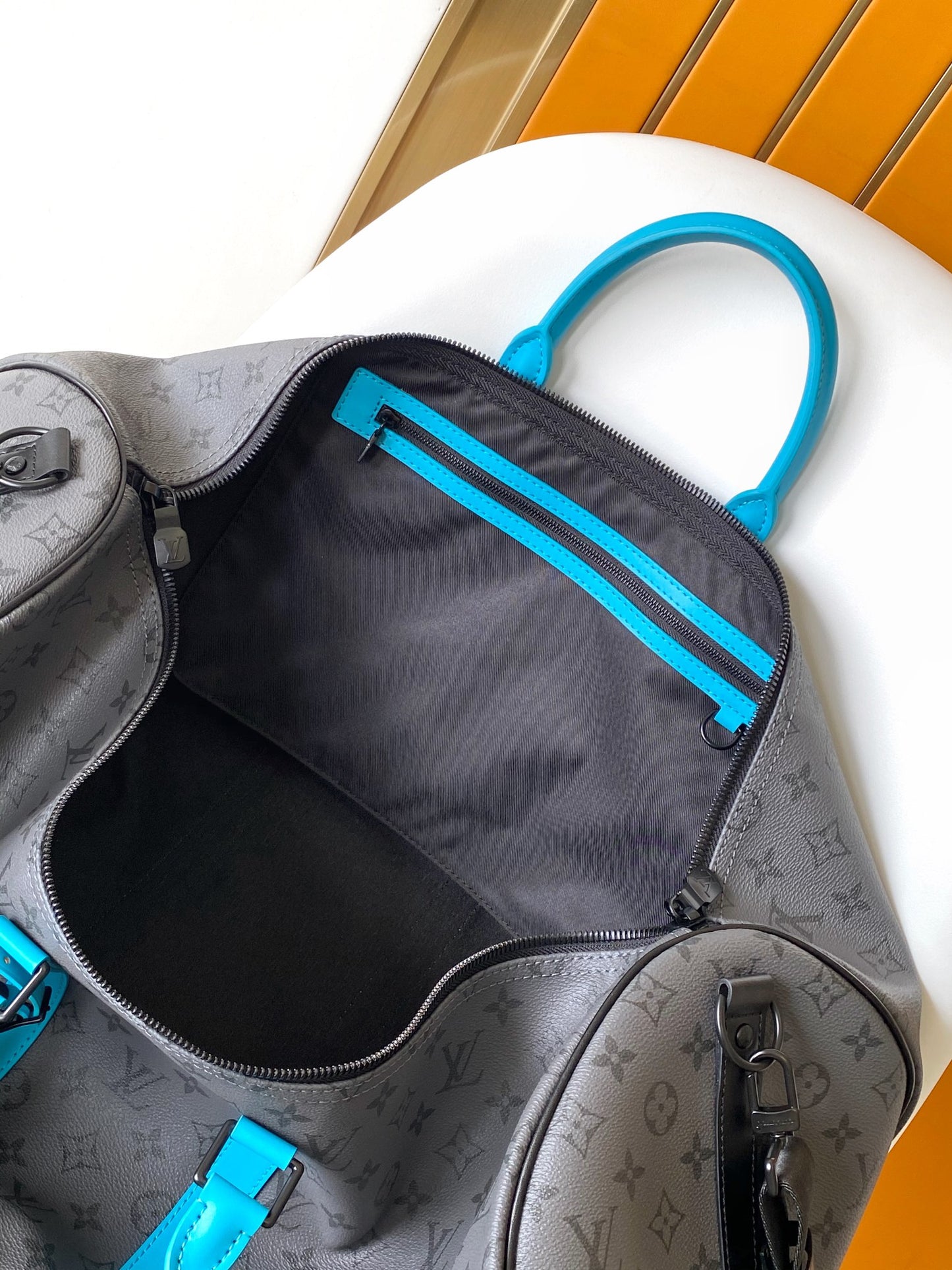 Louis Vuitton Keepall Bandoulière 50 Monogram Eclipse Canvas Turquoise