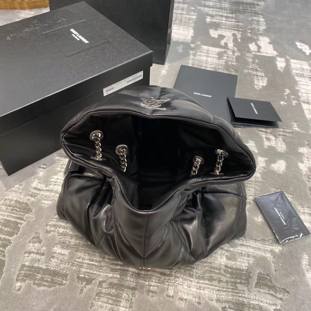 Saint Laurent Puffer Small Loulou Bag in Quilted Lambskin - Black