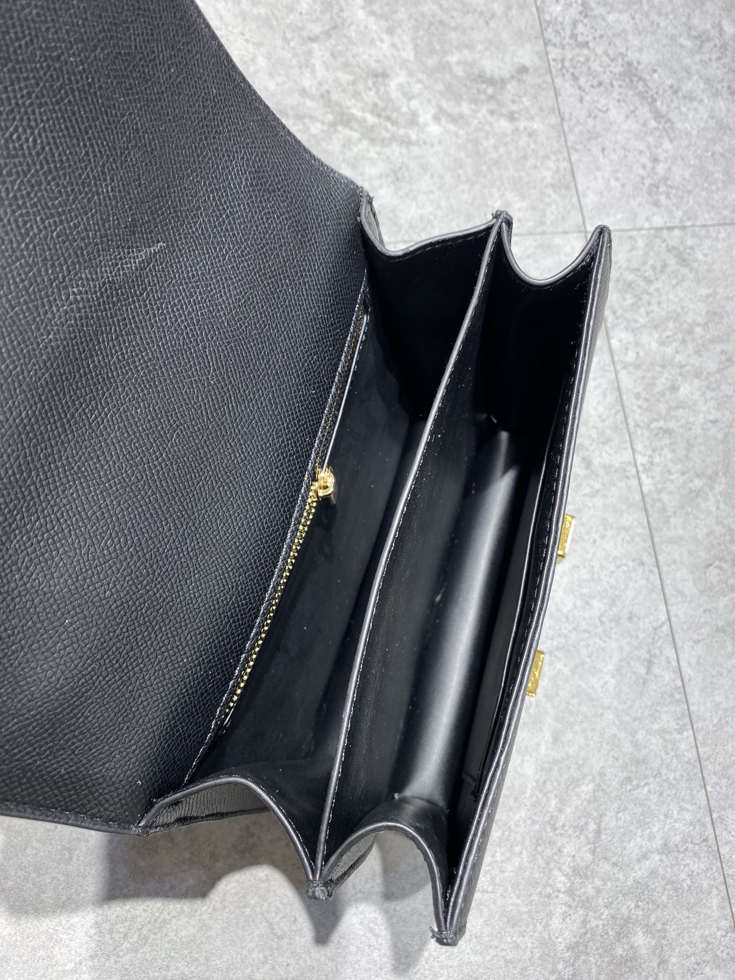 Women's Black Textured Leather Mini Crossbody Bag with Gold H-Clasp