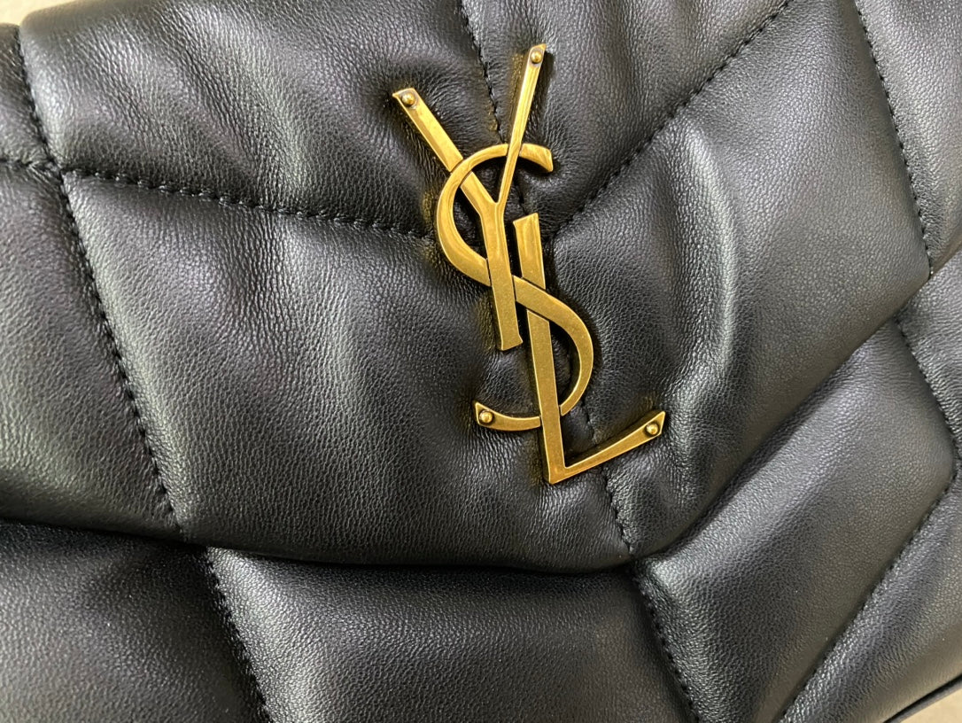 Saint Laurent Loulou Puffer Small Bag in Quilted Lambskin - Black with Gold Hardware