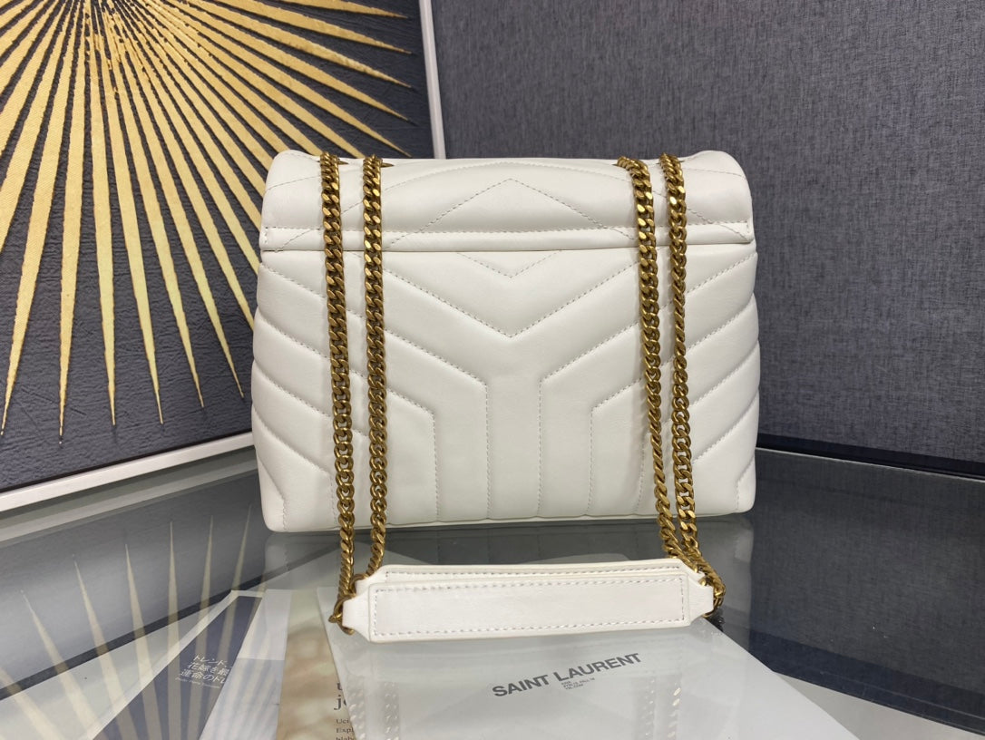 Saint Laurent LouLou Small Quilted Leather Shoulder Bag - White