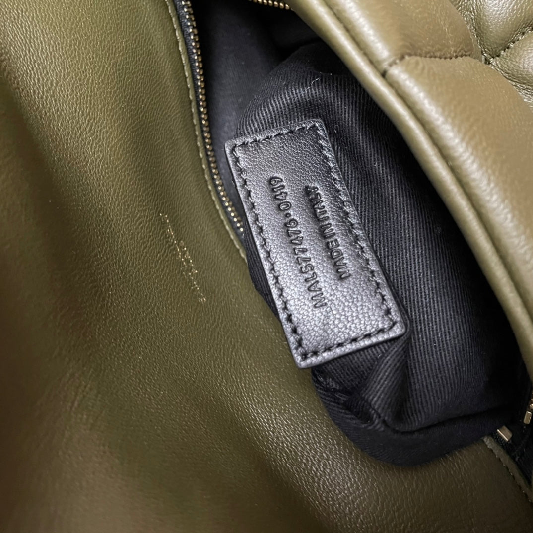 Saint Laurent Loulou Puffer Small Shoulder Bag in Olive Green Quilted Leather
