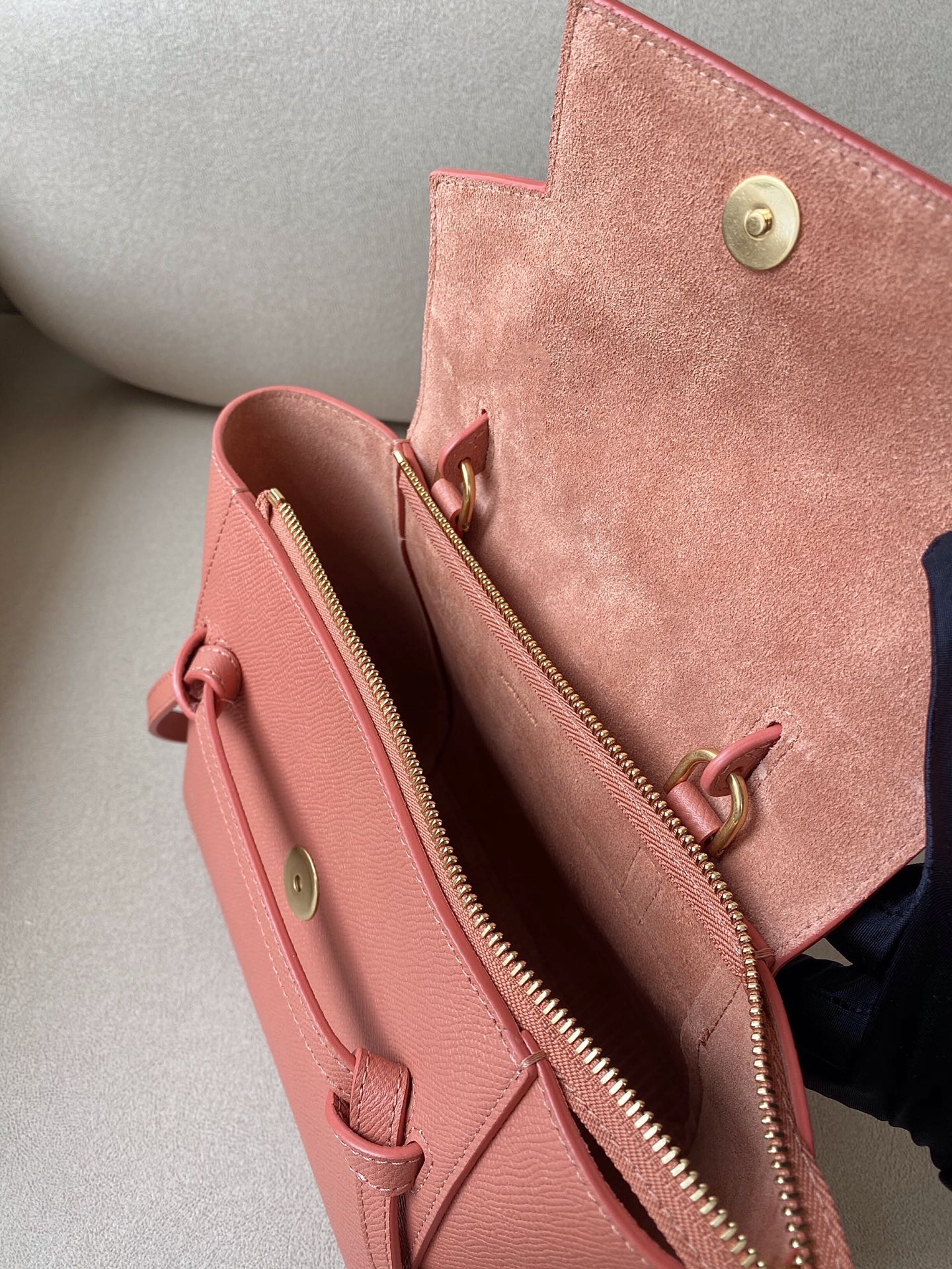 Celine Belt Bag Coral Grained Calfskin Nano Top Handle Bag