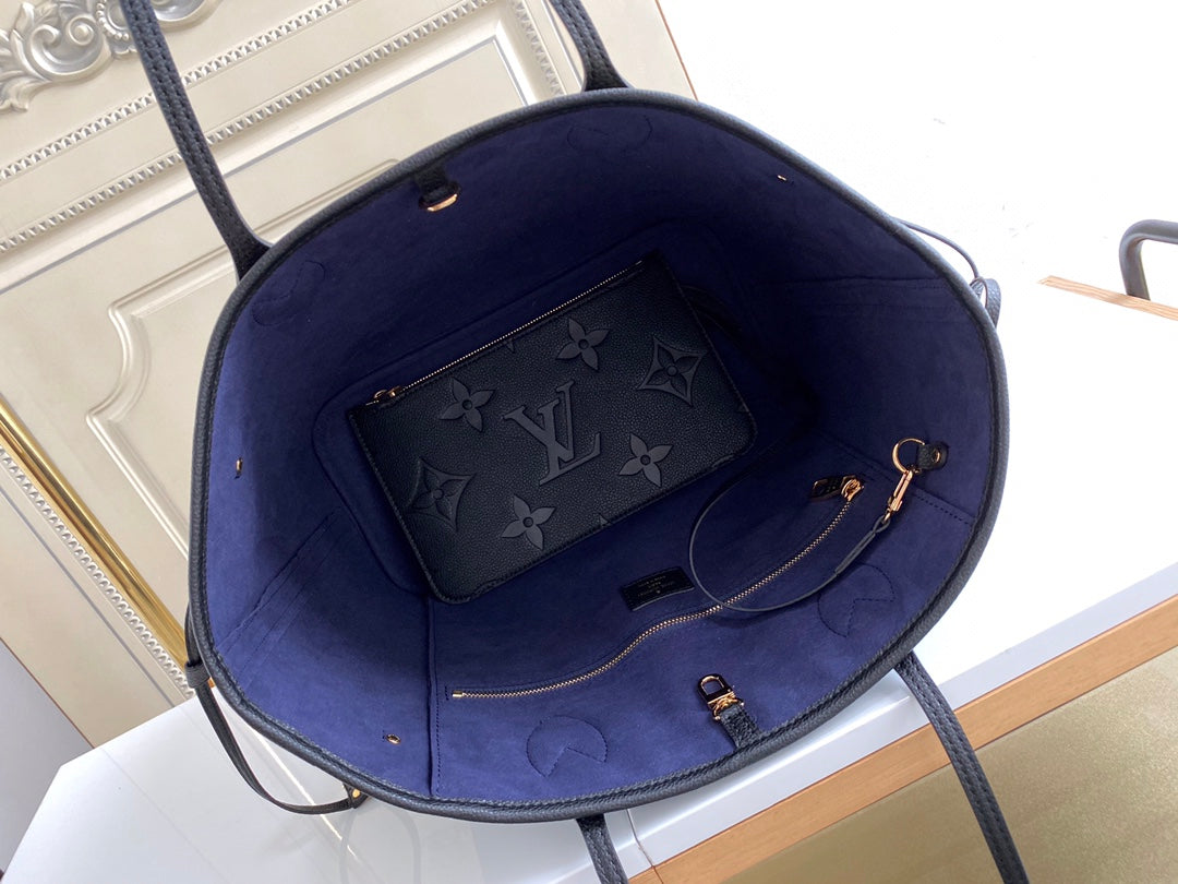 Louis Vuitton Neverfull MM Monogram Empreinte Leather Tote Bag - Noir