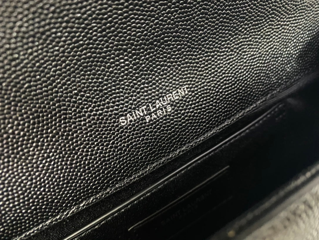 Saint Laurent Monogram Wallet on Chain - Black Leather Crossbody Bag