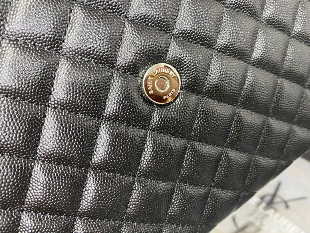 Saint Laurent Monogram Large Envelope Bag in Black Quilted Leather - Gold Hardware
