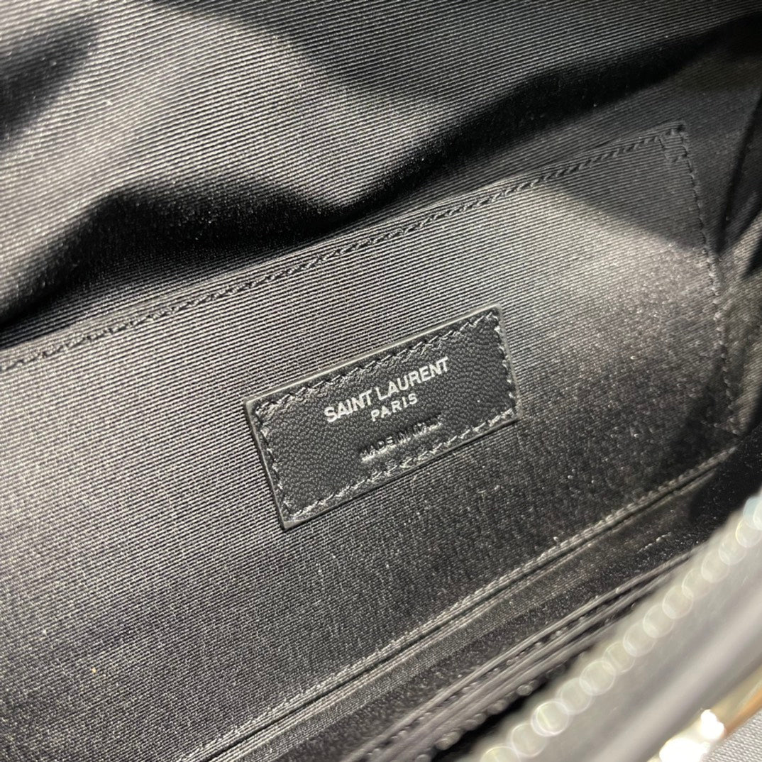 Saint Laurent Cassandre Leather Belt Bag in Black with Silver-Tone Hardware