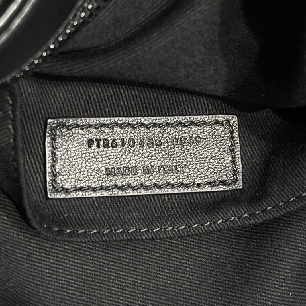 Saint Laurent Vinyle Round Camera Bag in Chevron-Quilted Leather - Black