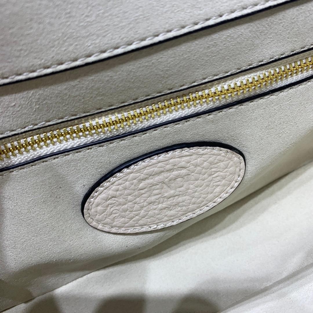 Fendi Baguette Selleria Leather Shoulder Bag in Cream with Studded Detail