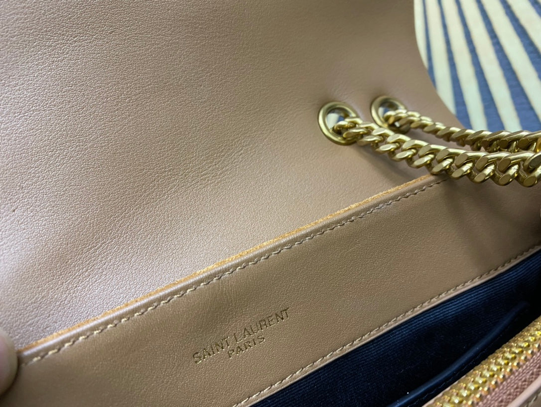 Saint Laurent Medium Loulou Bag in Tan Suede with Gold Hardware