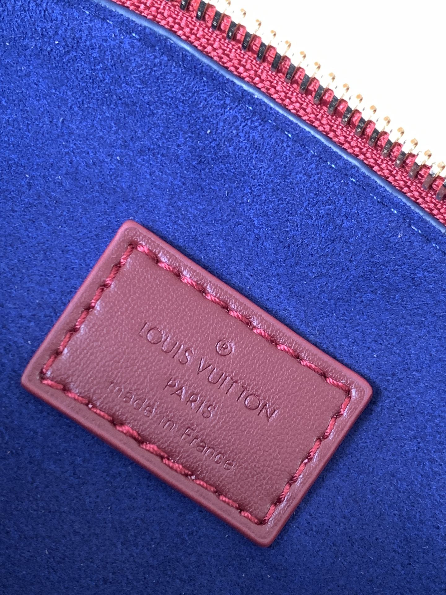Monogram Embossed Small Red Crossbody Bag with Wide Adjustable Strap