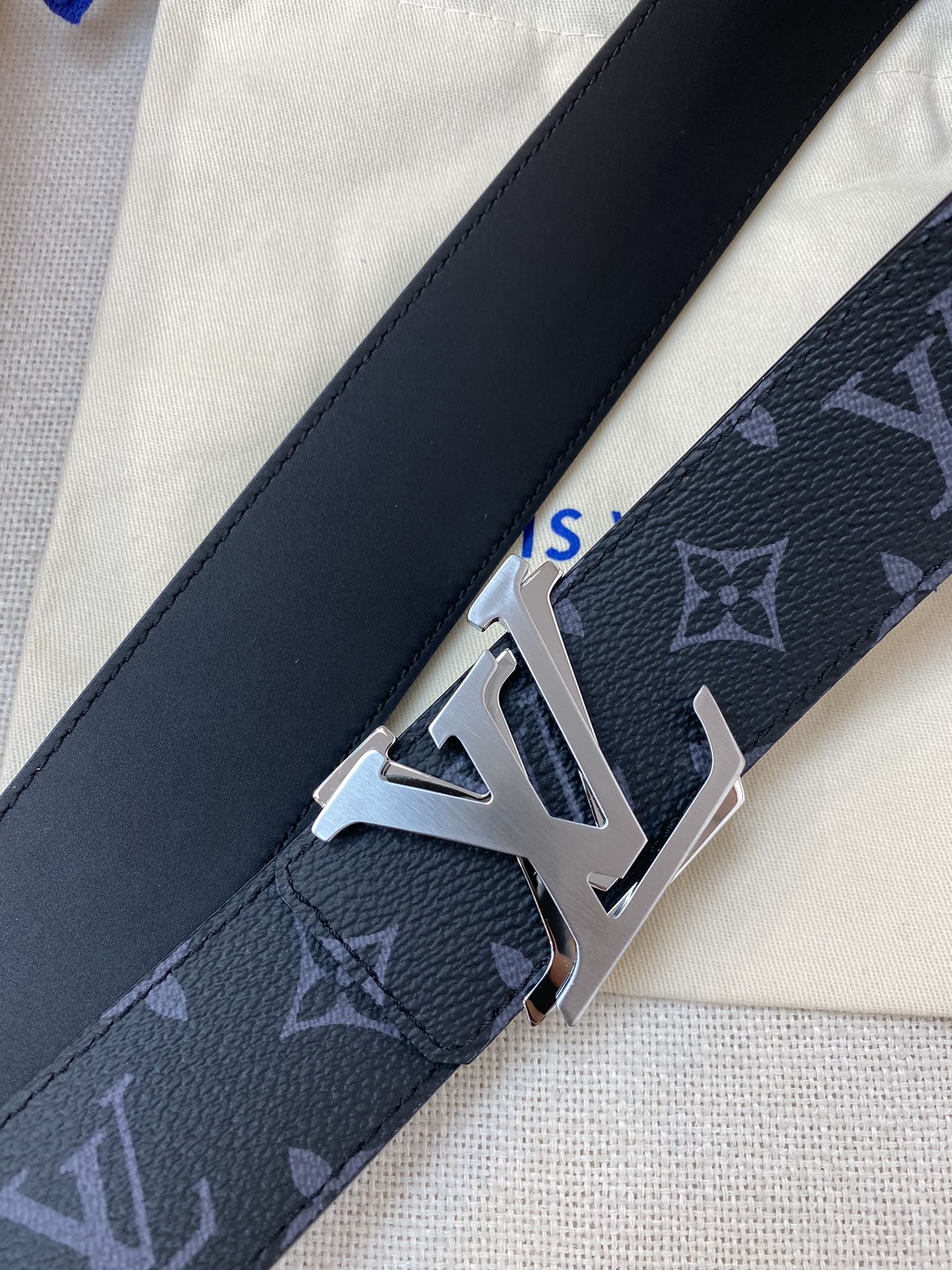 Louis Vuitton LV Shape 40mm Belt Monogram Eclipse Canvas - Black/Grey with Silver Buckle
