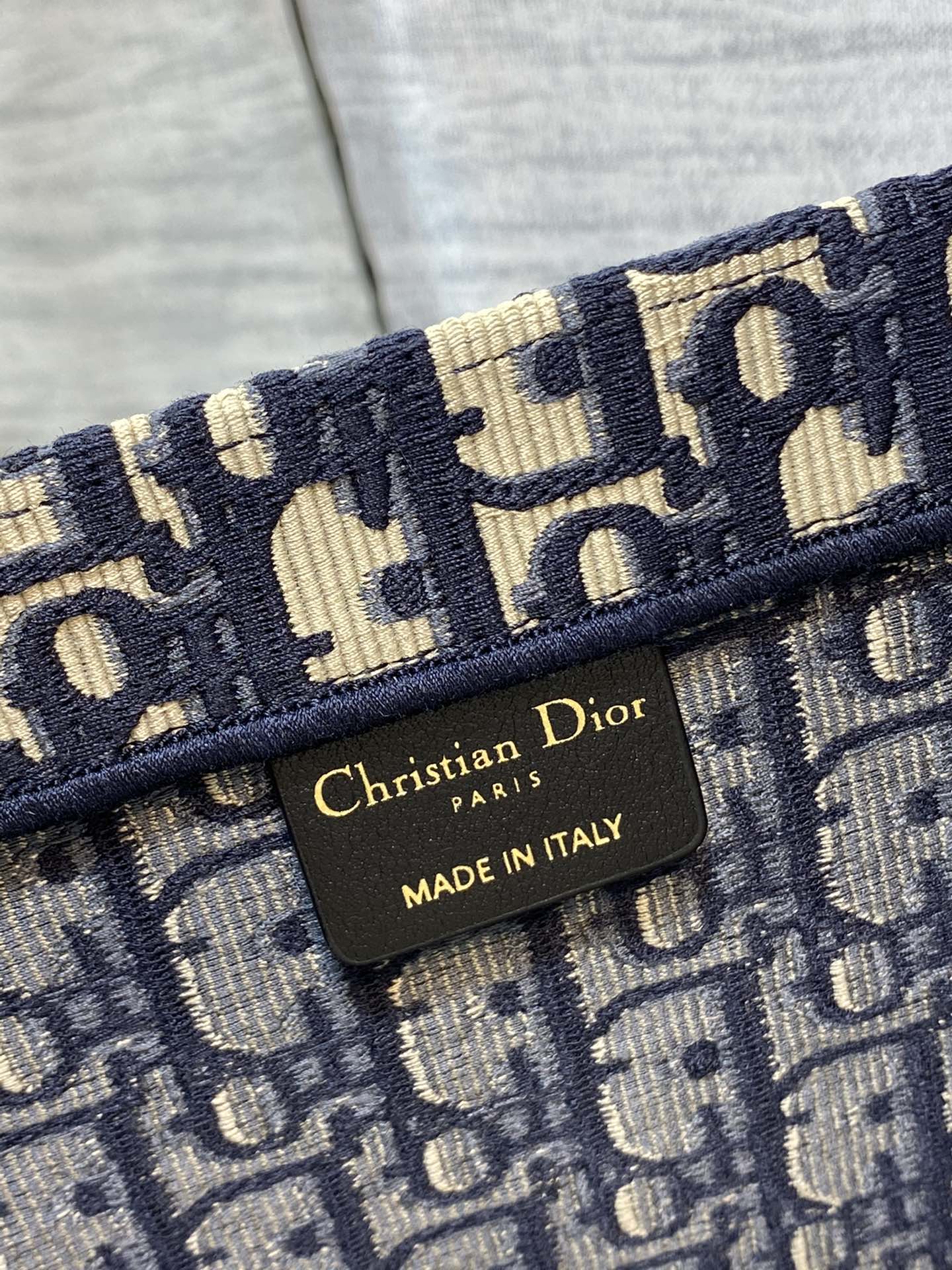 Christian Dior Large Book Tote Blue Dior Oblique Embroidery