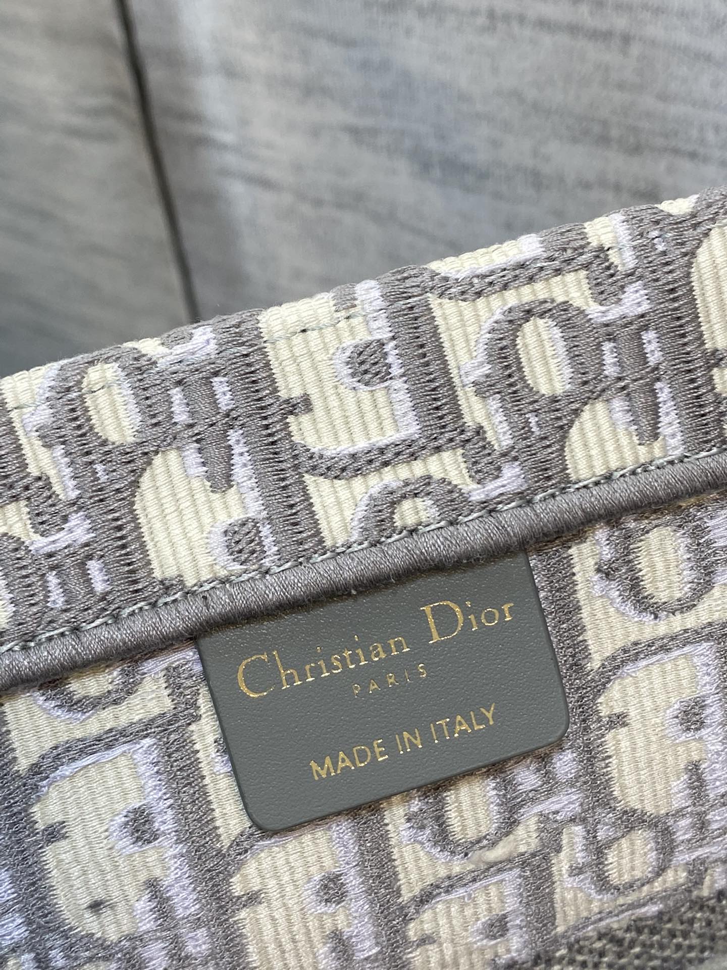 Christian Dior Grey Oblique Embroidery Book Tote Bag Large
