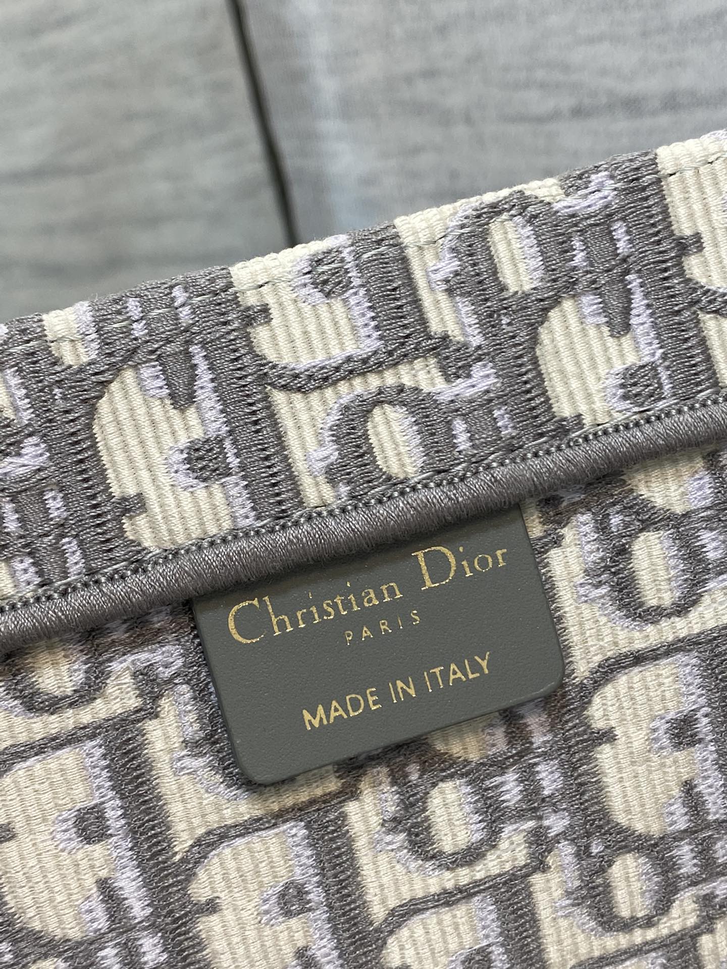Christian Dior Large Book Tote Grey Dior Oblique Embroidery