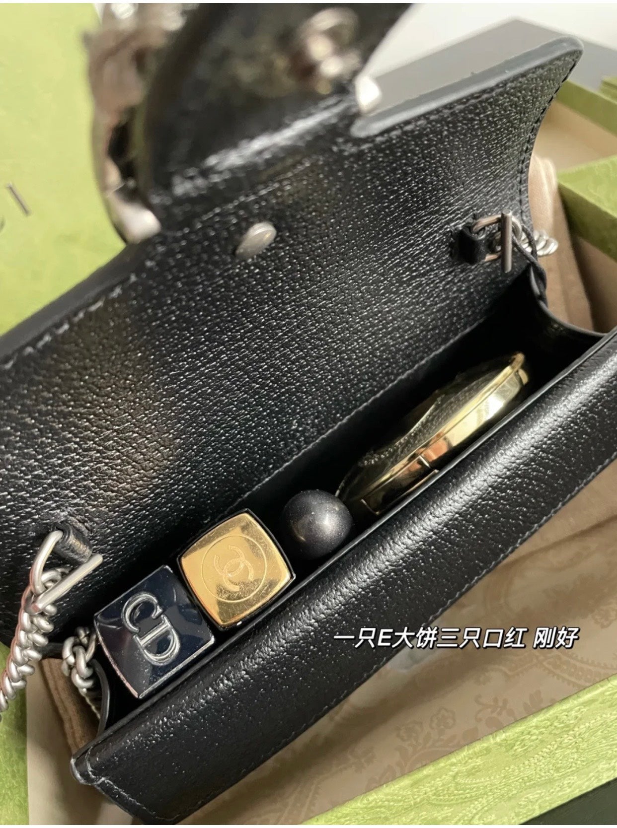 Gucci Dionysus Super Mini Bag - Black GG Monogram Canvas with Chain Strap