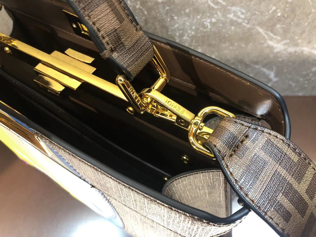 Fendi Peekaboo Iconic Medium Bag with FF Monogram and Graphic Print